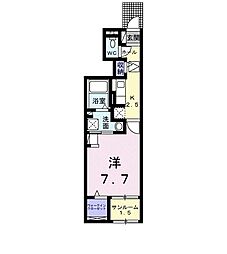 アパイサント 1Kの間取図画像