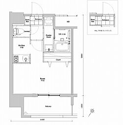 エンクレストベイ天神東III 11階1Kの間取り