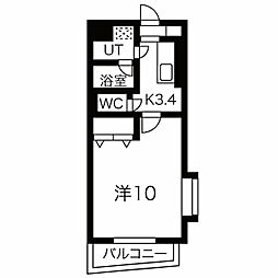 トゥー・ル・モンド 2階1Kの間取り