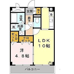 グレースパラシオン 1LDKの間取図画像