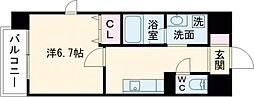 クレスト熊本城 1Kの間取図画像