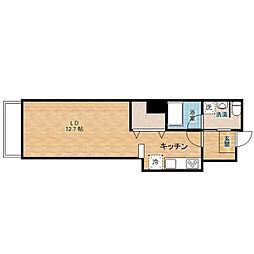 パティオ出島 3階ワンルームの間取り
