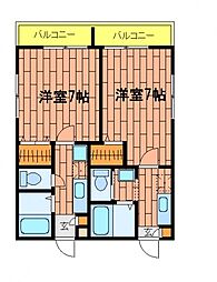 ボヌール 1階1Kの間取り