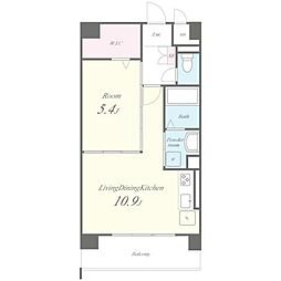 ふじみランド 2階1LDKの間取り