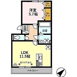 ラ・フローレスタ 1LDKの間取図画像