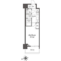 プレサンスブルーム浅草North 8階1Kの間取り