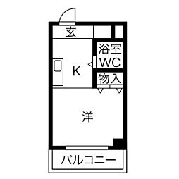 メゾンドエトワール 8階ワンルームの間取り