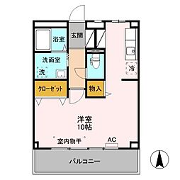 ドミトリー平林 2階ワンルームの間取り