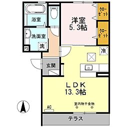ペルソワール高田 1階1LDKの間取り