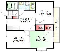 エステートピア伊藤B棟 2階3DKの間取り