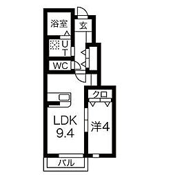 リジエール花巻 1LDKの間取図画像