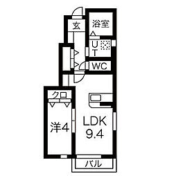 リジエール花巻 1LDKの間取図画像
