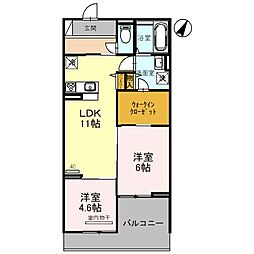 スカーラ大宮 2階2LDKの間取り