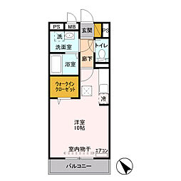 西武池袋線 武蔵藤沢駅 徒歩4分の賃貸アパート 1階ワンルームの間取り