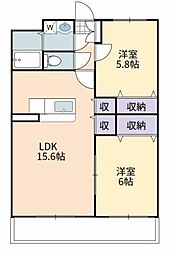 さくらマンション 1階2LDKの間取り