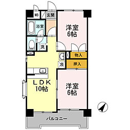 仙台市営南北線 八乙女駅 バス15分 仙台市営バス松森明神下車 徒歩2分の賃貸マンション 4階2LDKの間取り