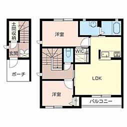 JR山陰本線 石原駅 徒歩2分の賃貸アパート 2階2LDKの間取り
