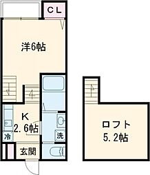 Signpost長崎外大前 2階1SKの間取り