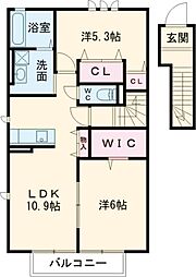 La.HAL　学園の森 2階2LDKの間取り