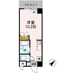 エクレール 4階ワンルームの間取り