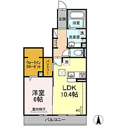 イーストパレスB 1LDKの間取図画像