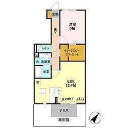 マルモガーデンハウス 1階1LDKの間取り