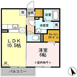 レジデンスKougaB 1LDKの間取図画像
