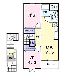 カーサ・ラグーナ 2DKの間取図画像