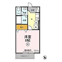 セジュールＳ・なかむら　Ｂ 1階1Kの間取り