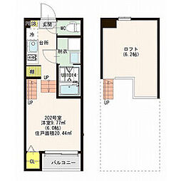 ベル・フルール 1Kの間取図画像