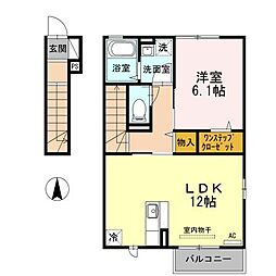 仙台市営南北線 富沢駅 徒歩9分の賃貸アパート 2階1LDKの間取り