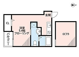 タスク箱崎 ワンルームの間取図画像