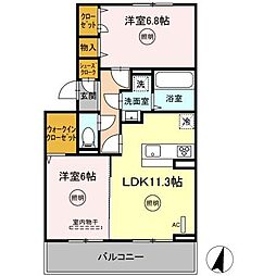 ラフィーネ伊都 2LDKの間取図画像