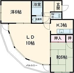 グレンヴュー北野 2LDKの間取図画像