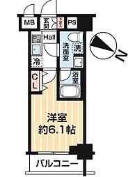 ＭＡＸＩＶ ＢＡＮＤＯＢＡＳＨＩ ＴＷＩＮ ＥＡＳＴ 5階1Kの間取り