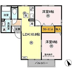 ナル・グランデU　D棟 1階2LDKの間取り