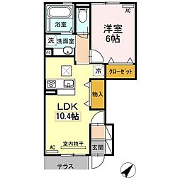 ルーエンハイム 1階1LDKの間取り