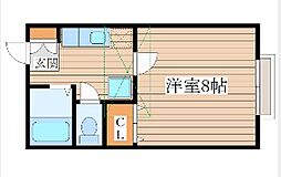 仙台市営南北線 旭ヶ丘駅 徒歩10分の賃貸アパート 1階1Kの間取り