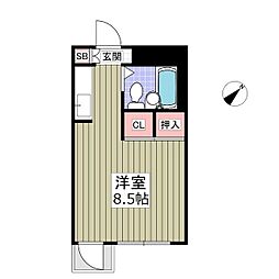 宮前ビル ワンルームの間取図画像