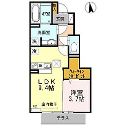 カーサ・フェリス 1LDKの間取図画像