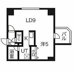 パークヒルズイースト23A 7階1LDKの間取り