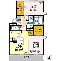 レフィナードS 2LDKの間取図画像