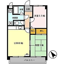 クリアサガ嵐山 1階2LDKの間取り