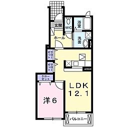 レヂデンス岡野 1LDKの間取図画像