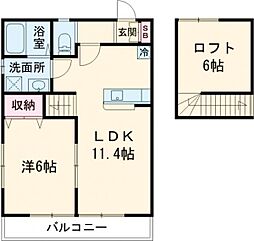 BOSCO高木瀬東 1LDKの間取図画像