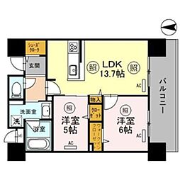 CRESTCOURT同心 2LDKの間取図画像