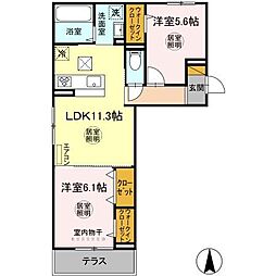 サン・グレース木更津 2LDKの間取図画像