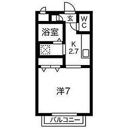 ノースエイト柏木 2階ワンルームの間取り