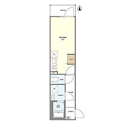 Ｌｅ　Ｐａｒａｄｉｓｅ　中原 2階ワンルームの間取り