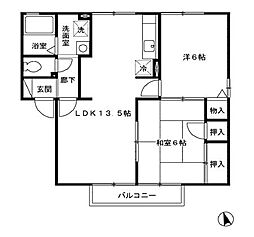モン・ルポII 1階2LDKの間取り